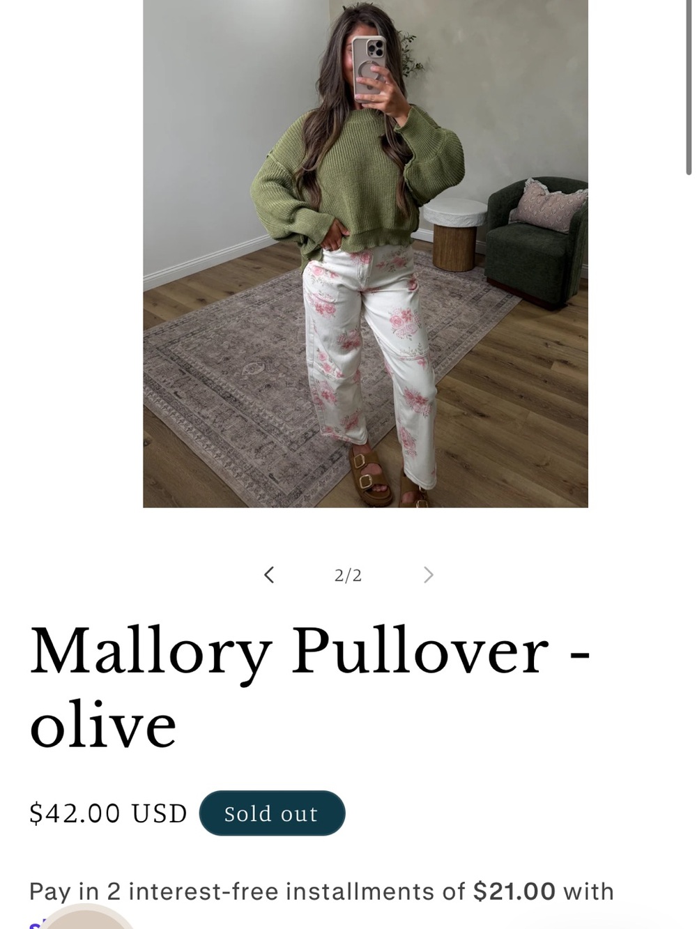 NWTs Mallory Pullover Olive (originally from Ethree Collective)